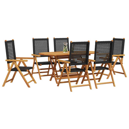 Trädgårdsmöbelset 7 pcs Svart Massivt Akaciaträ