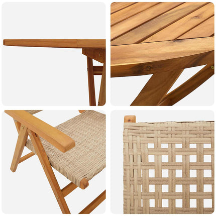 Trädgårdsmöbelset 5 pcs Beige Massivt Akaciaträ