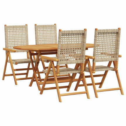 Trädgårdsmöbelset 5 pcs Beige Massivt Akaciaträ
