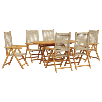 Trädgårdsmöbelset 7 pcs Beige Massivt Akaciaträ