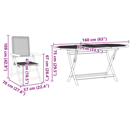 Trädgårdsmöbelset 7 pcs Beige Massivt Akaciaträ