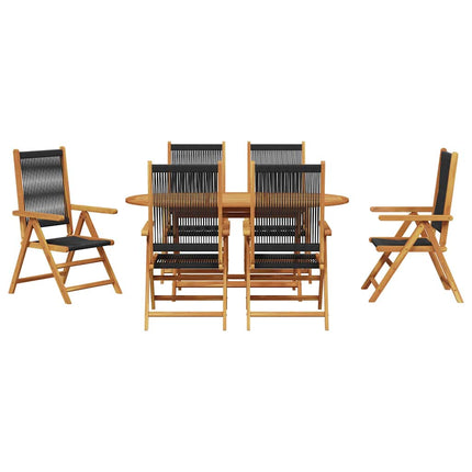 Trädgårdsmöbelset 7 pcs Svart Massivt Akaciaträ