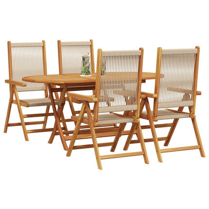 Trädgårdsmöbelset 5 pcs Beige Massivt Akaciaträ