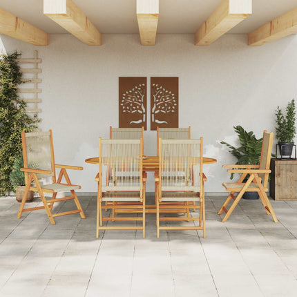 Trädgårdsmöbelset 7 pcs Beige Massivt Akaciaträ