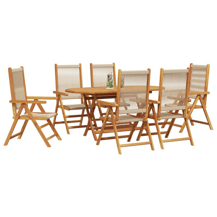 Trädgårdsmöbelset 7 pcs Beige Massivt Akaciaträ