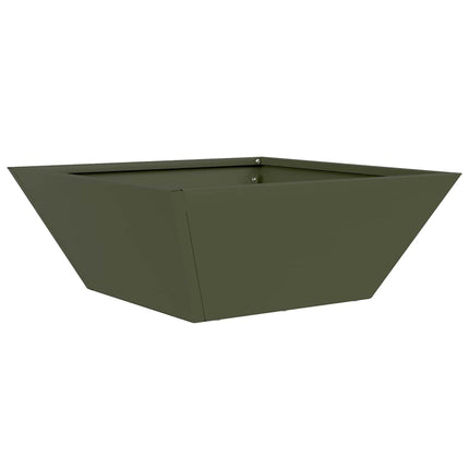 Trädgårdsplanterare Olivgrön 40 x 40 x 15 cm Kallvalsat stål