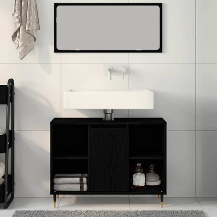Badrumsskåp Svart 80 x 33 x 60 cm Konstruerat trä