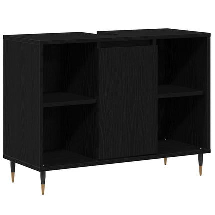 Badrumsskåp Svart 80 x 33 x 60 cm Konstruerat trä
