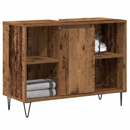 Badrumsskåp Gammalt trä 80 x 33 x 60 cm Konstruerat trä