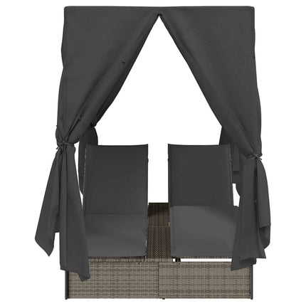 Dubbel solstol med gardiner Grå 205 x 129 x 200 cm konstrotting