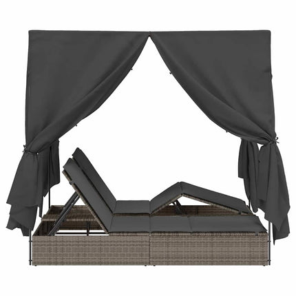 Dubbel solstol med gardiner Grå 205 x 129 x 200 cm konstrotting