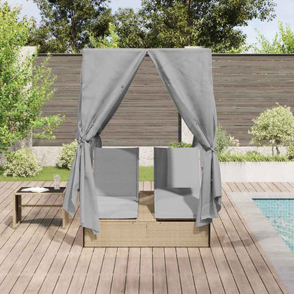 Dubbel solstol med gardiner Grå 205 x 129 x 200 cm konstrotting