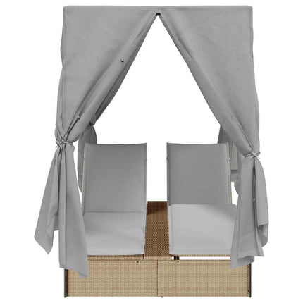 Dubbel solstol med gardiner Grå 205 x 129 x 200 cm konstrotting