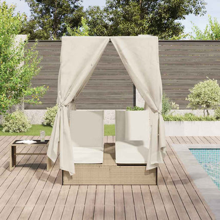 Dubbel solstol Justerbar Beige 205 x 129 x 200 cm konstrotting