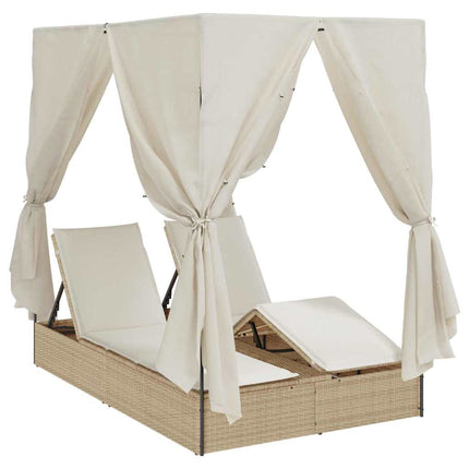 Dubbel solstol Justerbar Beige 205 x 129 x 200 cm konstrotting