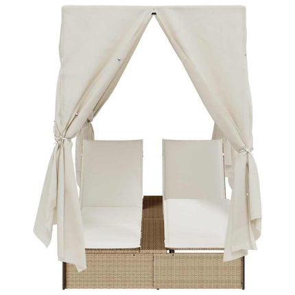 Dubbel solstol Justerbar Beige 205 x 129 x 200 cm konstrotting
