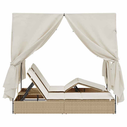 Dubbel solstol Justerbar Beige 205 x 129 x 200 cm konstrotting