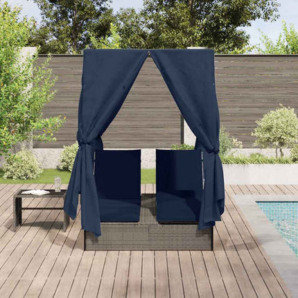Dubbel solstol Justerbar Svart 205 x 129 x 200 cm konstrotting