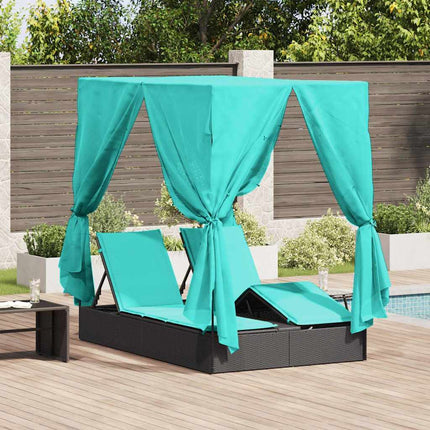 Dubbel solstol Justerbar Turkos 205 x 129 x 200 cm konstrotting