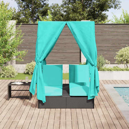 Dubbel solstol Justerbar Turkos 205 x 129 x 200 cm konstrotting