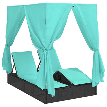 Dubbel solstol Justerbar Turkos 205 x 129 x 200 cm konstrotting