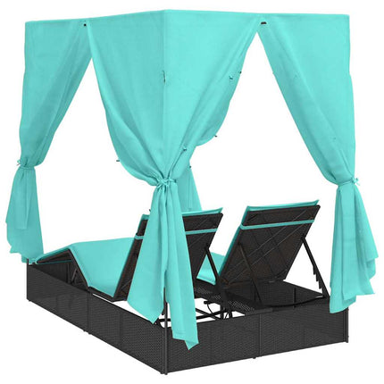 Dubbel solstol Justerbar Turkos 205 x 129 x 200 cm konstrotting
