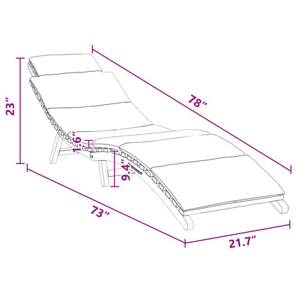 Trädgård Sunlounger Brun 198 x 55 x 58,5 cm Massivt teakträ
