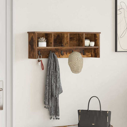 Väggmonterad Klädhängare med hylla Rökt ek 75 x 16 x 26 cm