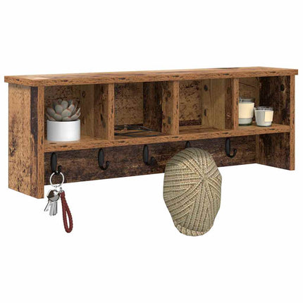 Väggmonterad Klädhängare med hylla Gammalt trä 75 x 16 x 26 cm