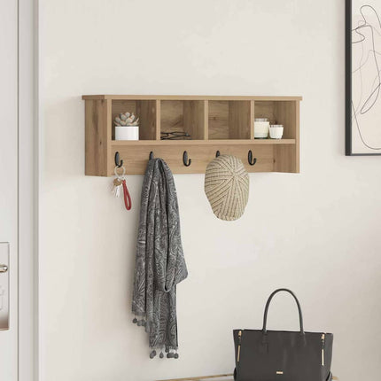 Väggmonterad Klädhängare med hylla Artisan Ek 75 x 16 x 26 cm