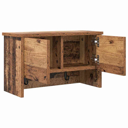 Väggmonterad Klädhängare med hylla Gammalt trä 50 x 20 x 30 cm