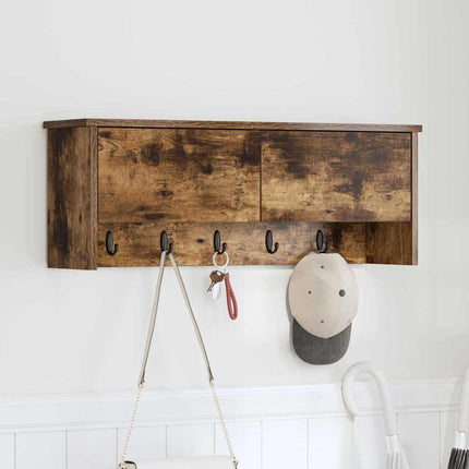 Väggmonterad Klädhängare med hylla Rökt ek 80 x 20 x 30 cm