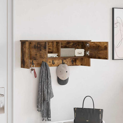 Väggmonterad Klädhängare med hylla Rökt ek 80 x 20 x 30 cm