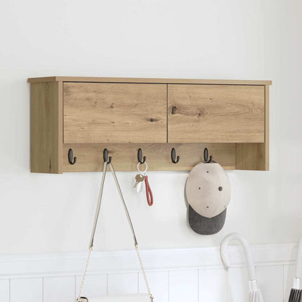 Väggmonterad Klädhängare med hylla Artisan Ek 80 x 20 x 30 cm