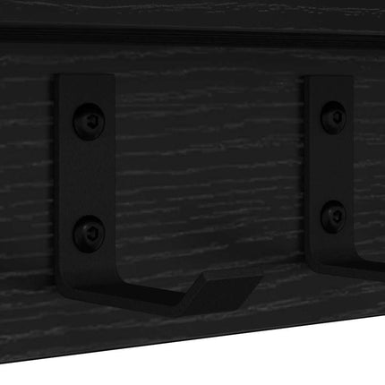 Väggmonterad Klädhängare Svart Ek 80 x 10,5 x 10,5 cm