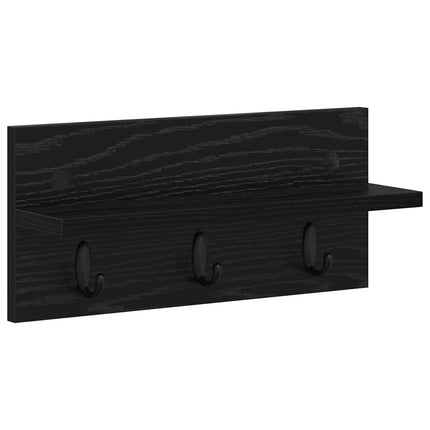 Väggmonterad Klädhängare med lagring Svart Ek 40 x 10,5 x 18 cm