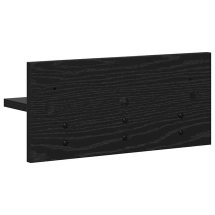 Väggmonterad Klädhängare med lagring Svart Ek 40 x 10,5 x 18 cm