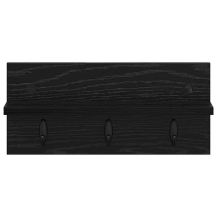 Väggmonterad Klädhängare med lagring Svart Ek 40 x 10,5 x 18 cm