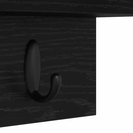 Väggmonterad Klädhängare med lagring Svart Ek 60 x 10,5 x 18 cm