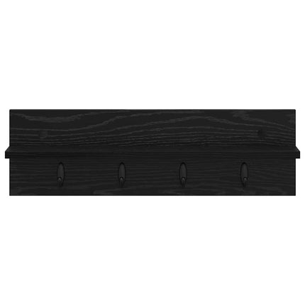 Väggmonterad Klädhängare med lagring Svart Ek 60 x 10,5 x 18 cm