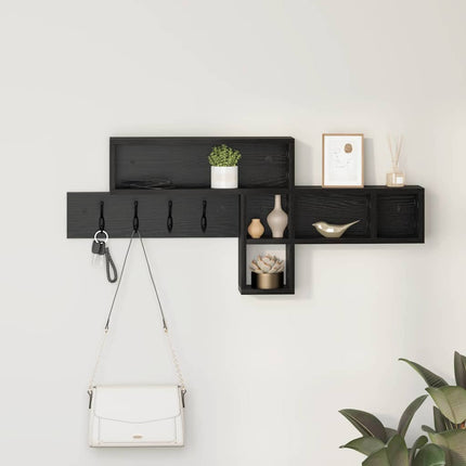Väggmonterad Klädhängare med hylla Svart Ek 100 x 12 x 43,5 cm