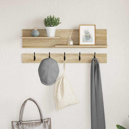 Väggmonterad Klädhängare med hylla Sonoma-ek 90 x 15 x 36 cm