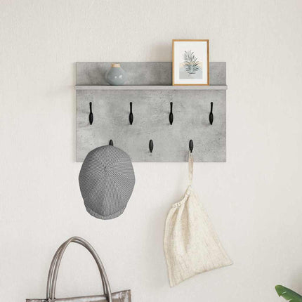 Väggmonterad Klädhängare med hylla Betonggrå 60 x 40 x 12 cm