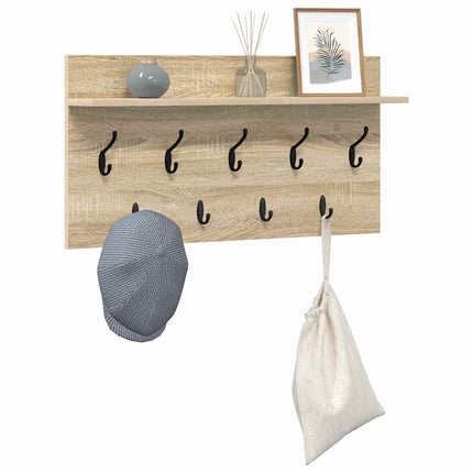 Väggmonterad Klädhängare med hylla Sonoma-ek 80 x 40 x 12 cm