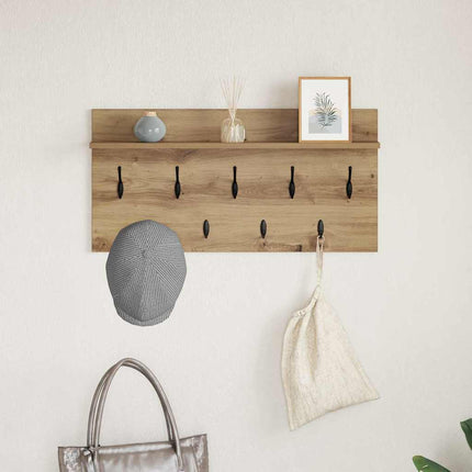 Väggmonterad Klädhängare med hylla Artisan Ek 80 x 40 x 12 cm