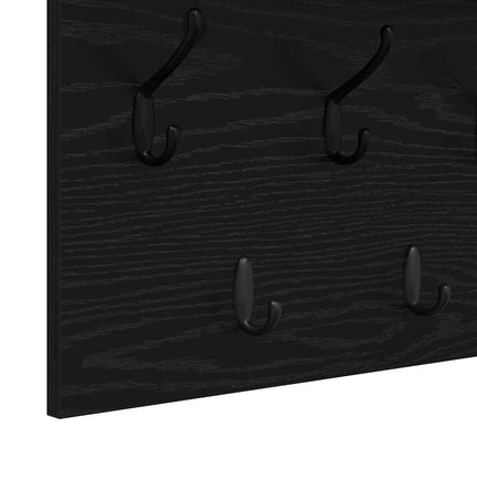 Väggmonterad Klädhängare med hylla Svart Ek 100 x 40 x 12 cm