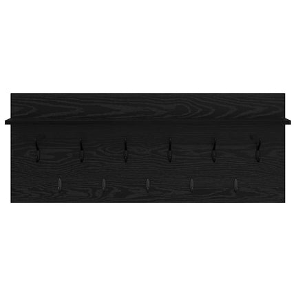 Väggmonterad Klädhängare med hylla Svart Ek 100 x 40 x 12 cm