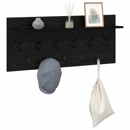 Väggmonterad Klädhängare med hylla Svart Ek 100 x 40 x 12 cm