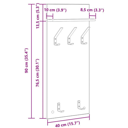 Väggmonterad Klädhängare med hylla Rökt ek 40 x 10 x 90 cm