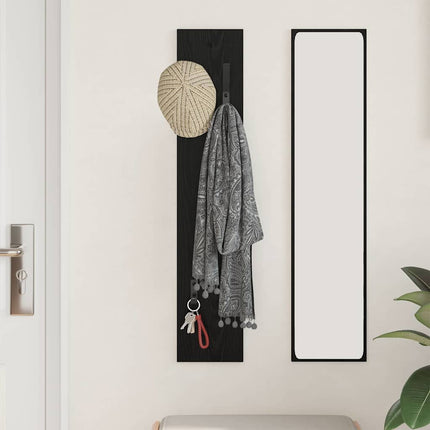 Väggmonterad Klädhängare med lagring Svart Ek 20 x 1,5 x 100 cm
